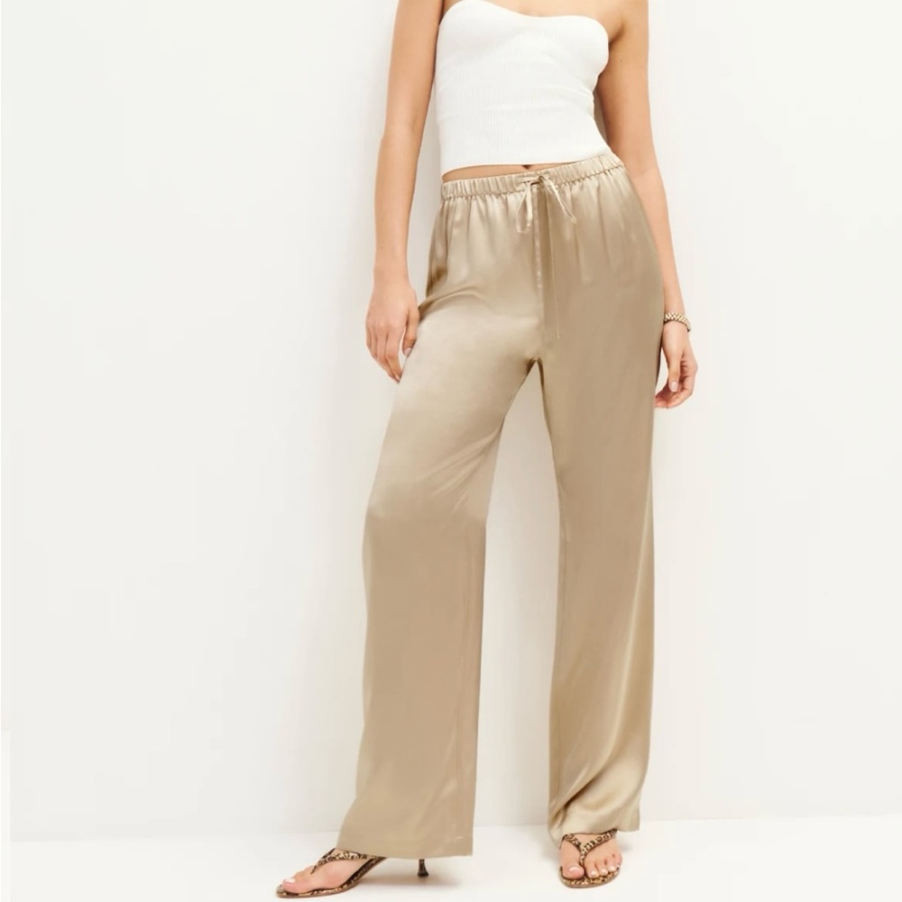 Olina Silk Pant in sand